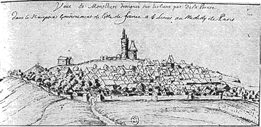 Dessin du bourg de Montlhry par De la Pointe, deuxime moiti du XVIIe sicle