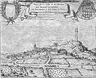 Gravure du bourg de Montlhry, Coll. Gaignres, 1704