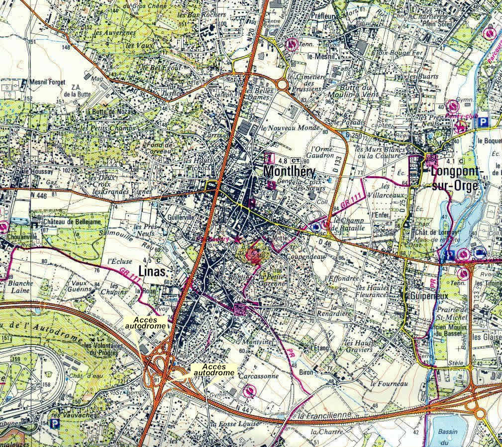 Plan de situation de la ville de Montlhry